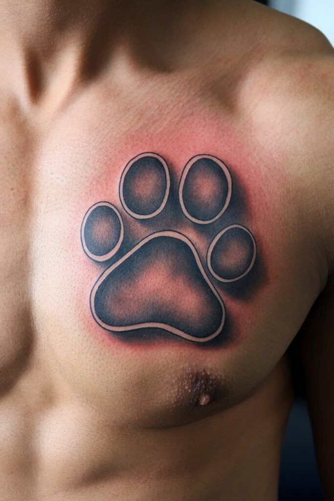 Minimalist Dog Paw Tattoo with Subtle Shading