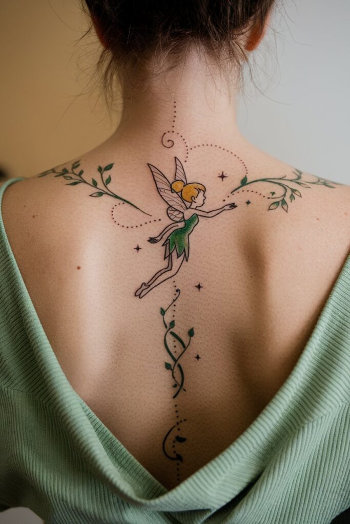 Tinkerbell Spine Tattoo Design