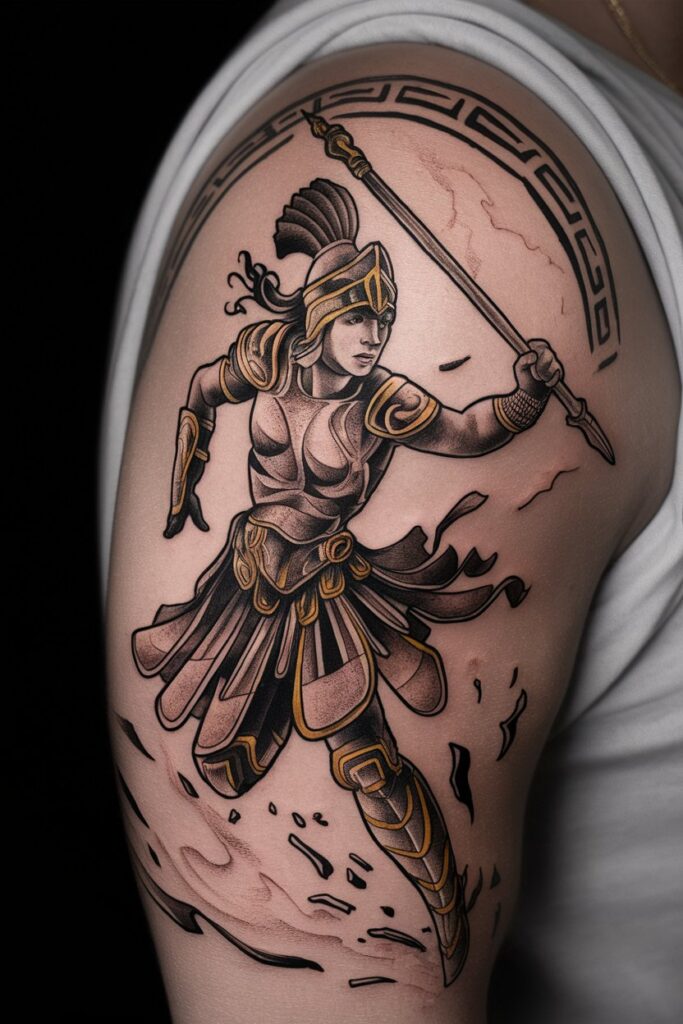 7. Hera in Battle Armor Tattoo