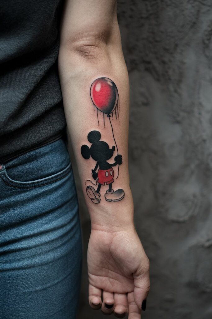 Minimalist Mickey Tattoo with a Dark Touch