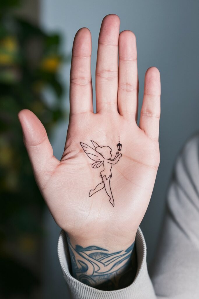 Tinkerbell Palm Tattoo Outline