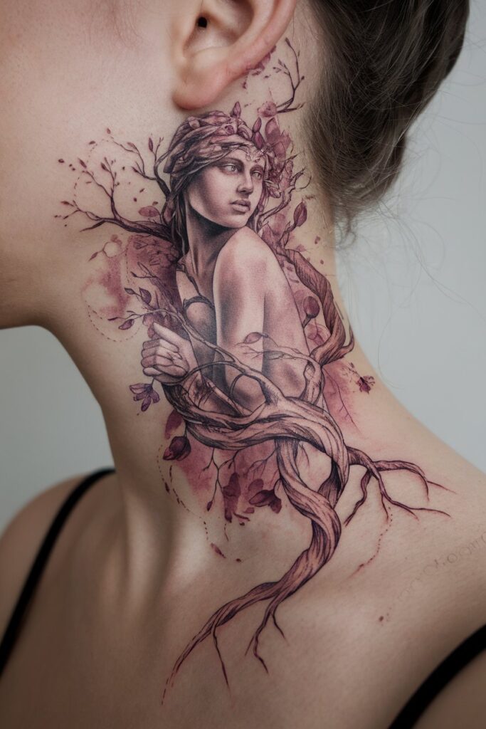 8. Persephone Tattoo Blending with Nature