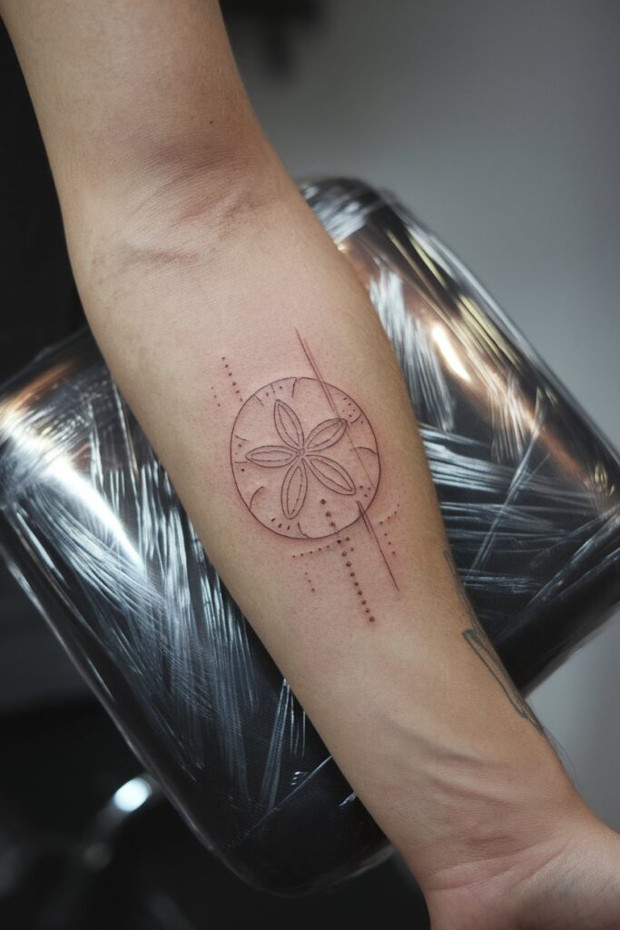 Delicate Sand Dollar Tattoo on the Forearm