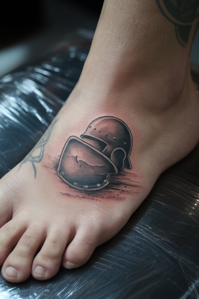 Helmet of Salvation Foot Tattoo