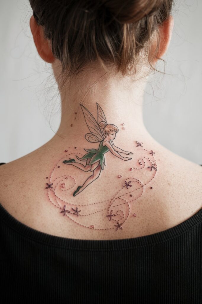 Tinkerbell Neck Tattoo Design