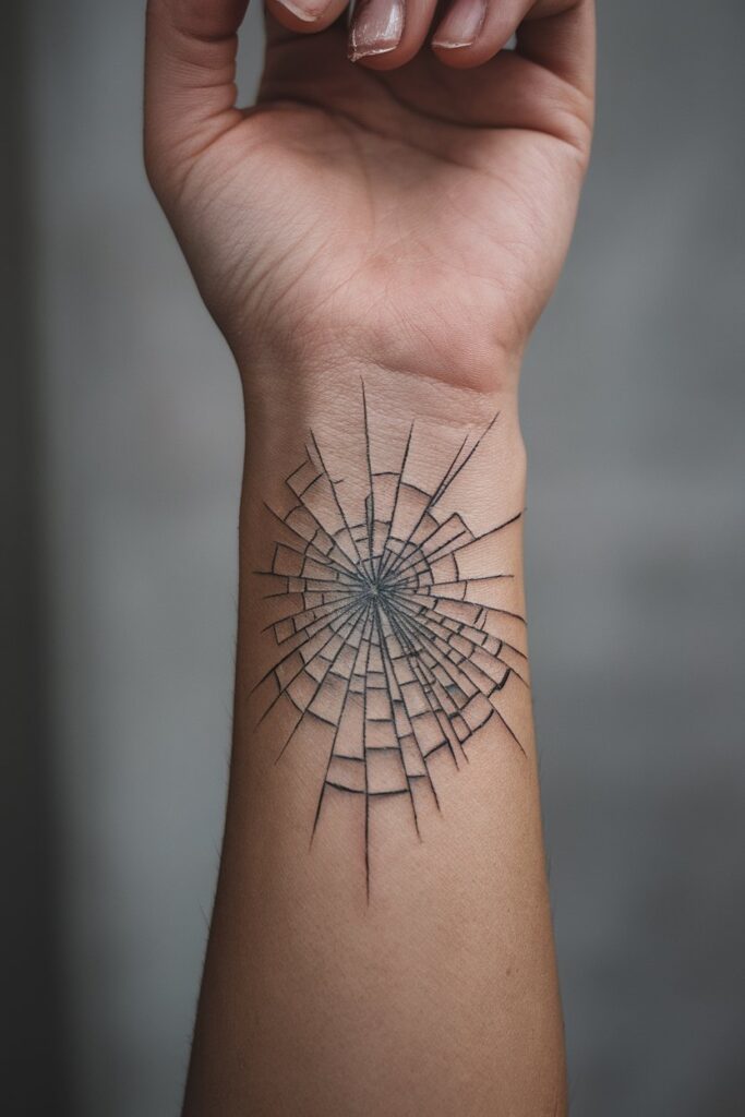 Cracked Glass Illusion Tattoo