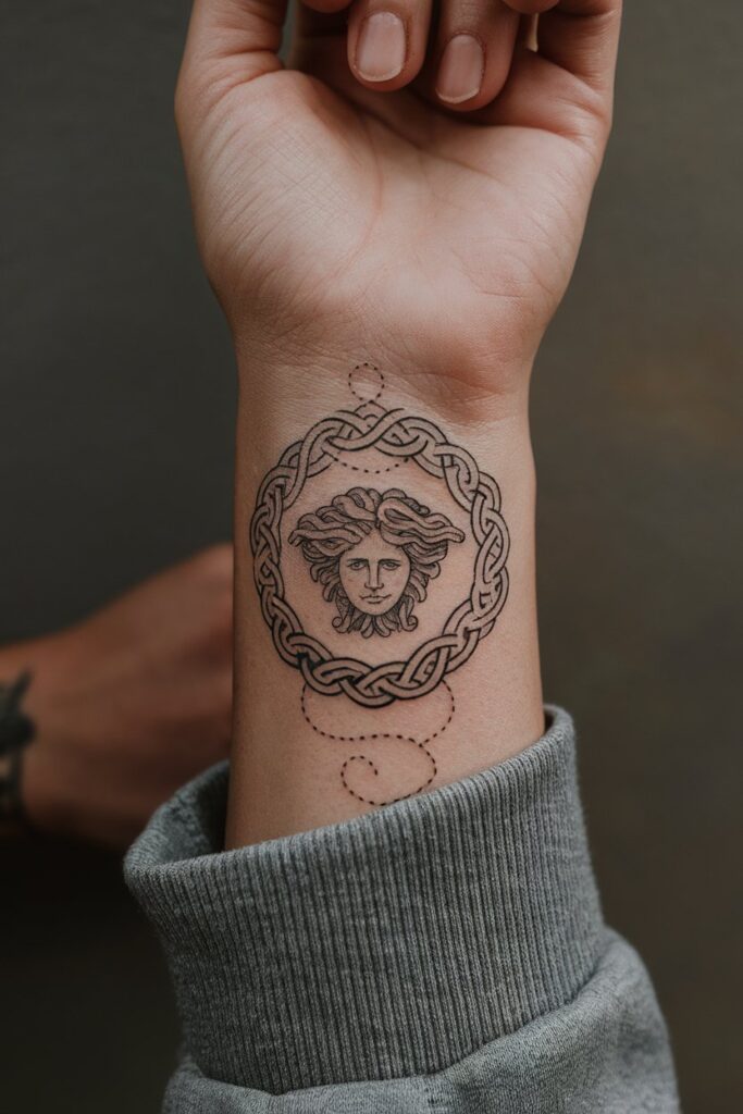 Elegant Medusa Tattoo on the Wrist