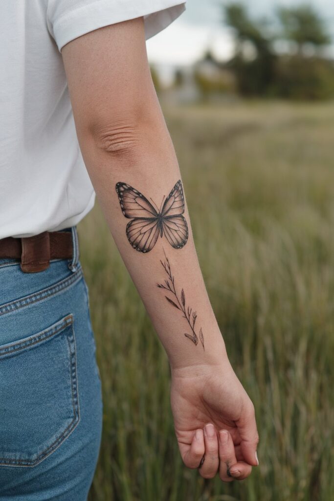 Minimalist Butterfly Forearm Tattoo