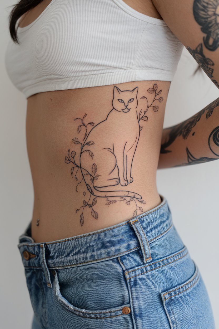 18 Cat Outline Tattoo Ideas You Have To See! – inkspiredtattoos.com