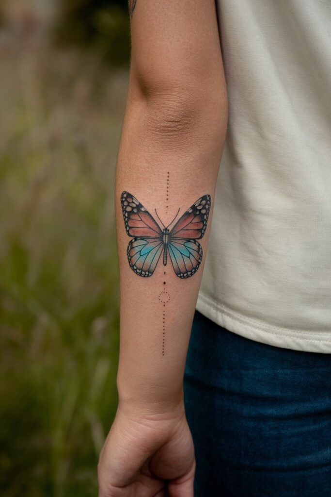 Vibrant Butterfly Forearm Tattoo