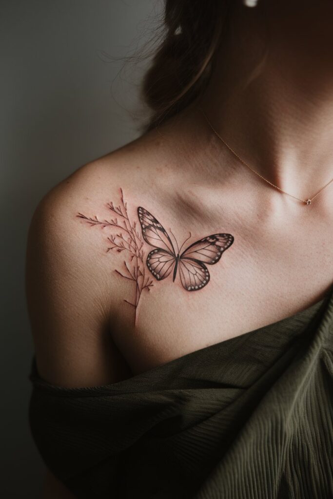 Elegant Butterfly with Botanical Detail