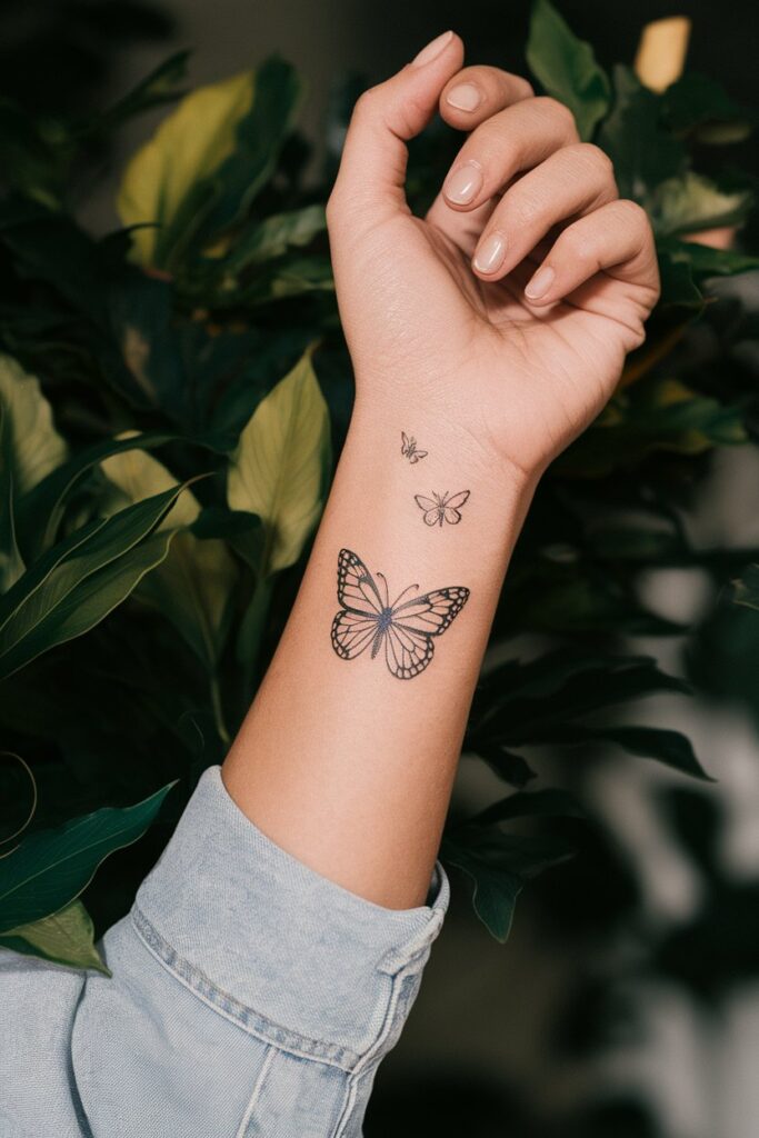 Delicate Butterfly Wrist Tattoo