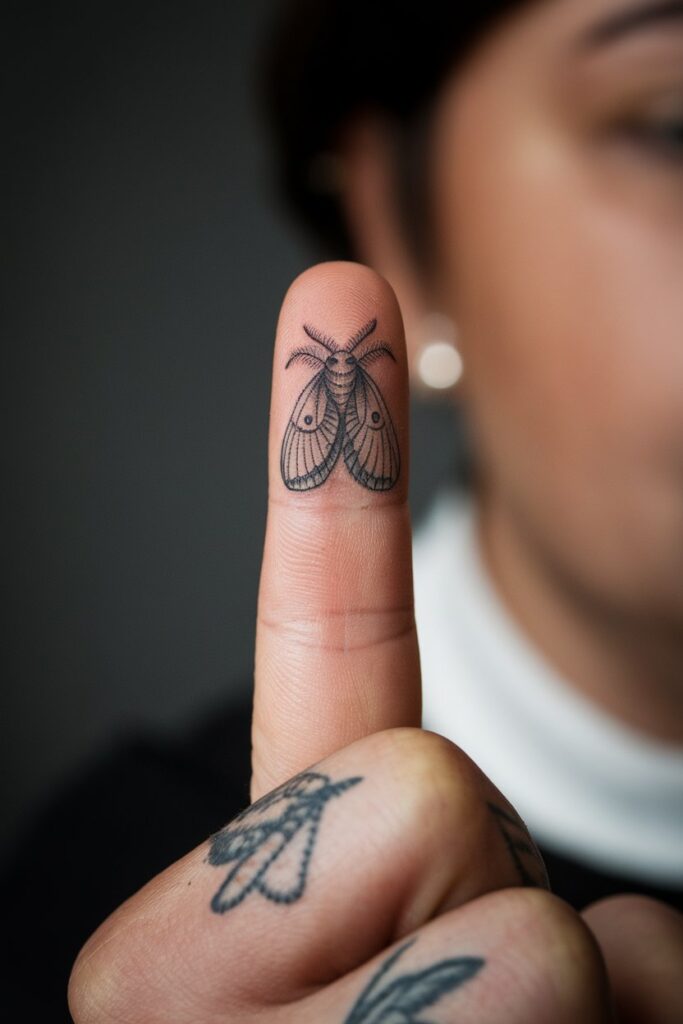 Moth Finger Tattoo