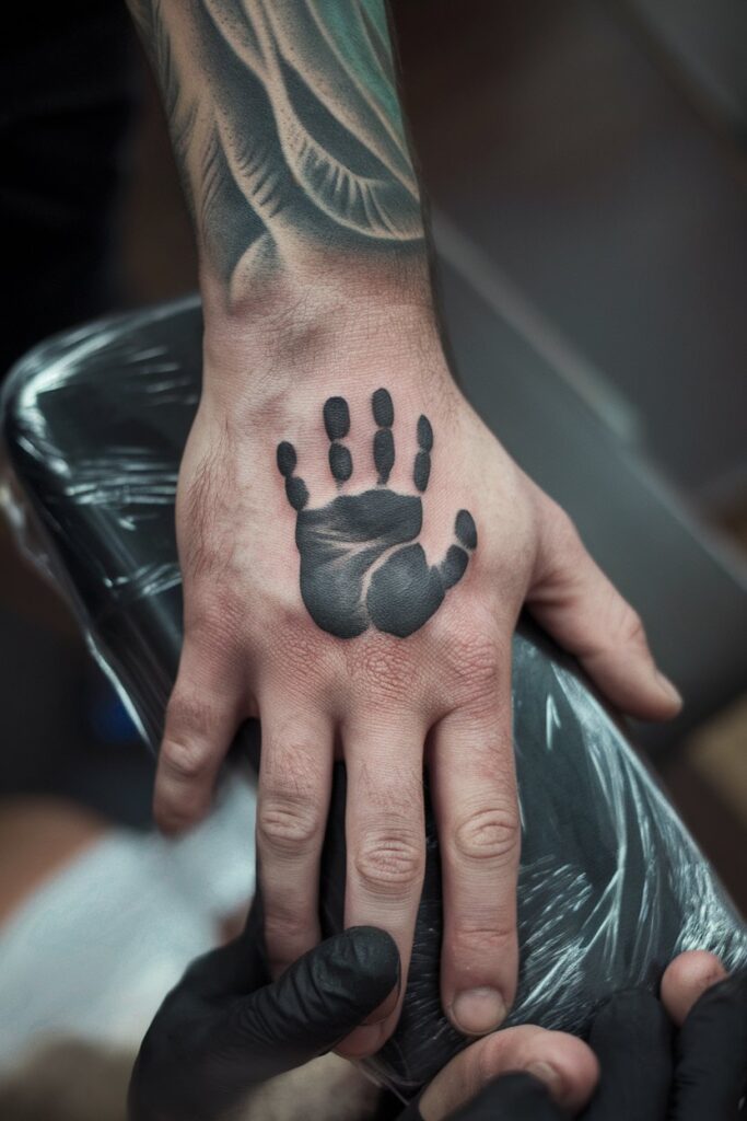 Black Handprint Tattoo